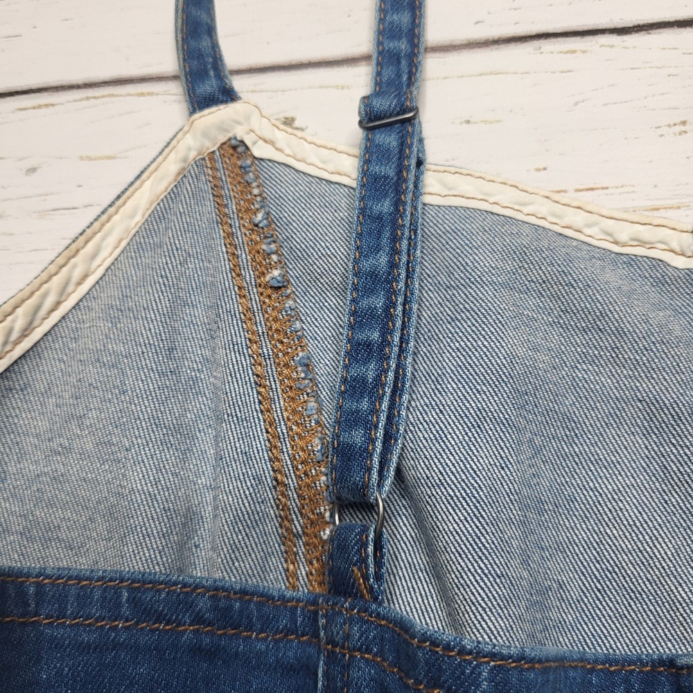 Madewell Bayview Tiered Denim Midi Dress Blue Button Front Medium Wash Jean 10 - Picture 5 of 7